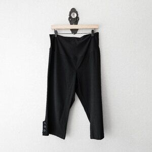 Vintage Bisou Bisou Maternity Black Cropped Wide Leg Pants Y2K Capri L